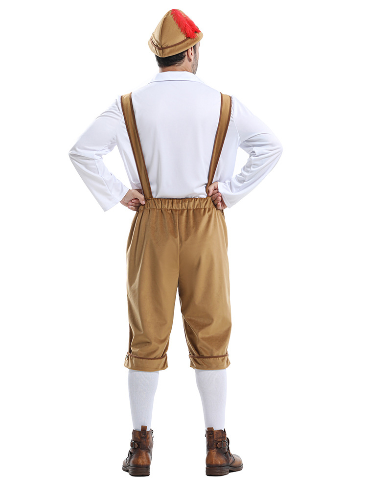 Mens Traditional Oktoberfest Lederhosen Costume Set Bavarian Cultural Outfit
